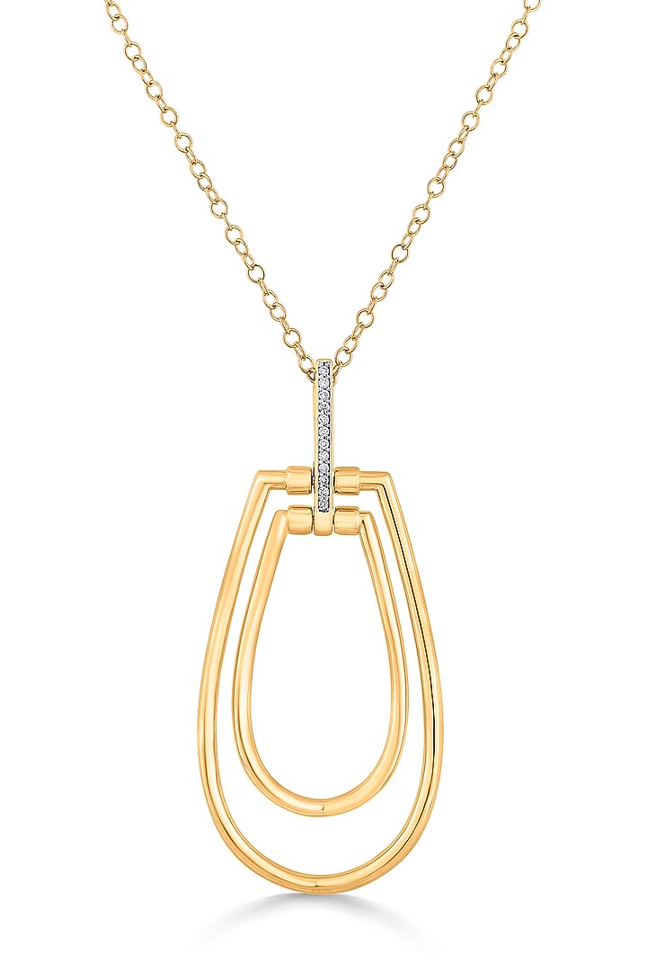 18kt Rose Gold Finish Pendant Necklace With 13 Diamonds by ZEN DIAMOND at Pernia's Pop Up Shop