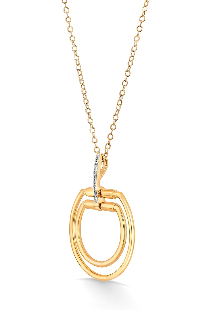 18kt Rose Gold Finish Pendant Necklace With 13 Diamonds by ZEN DIAMOND at Pernia's Pop Up Shop