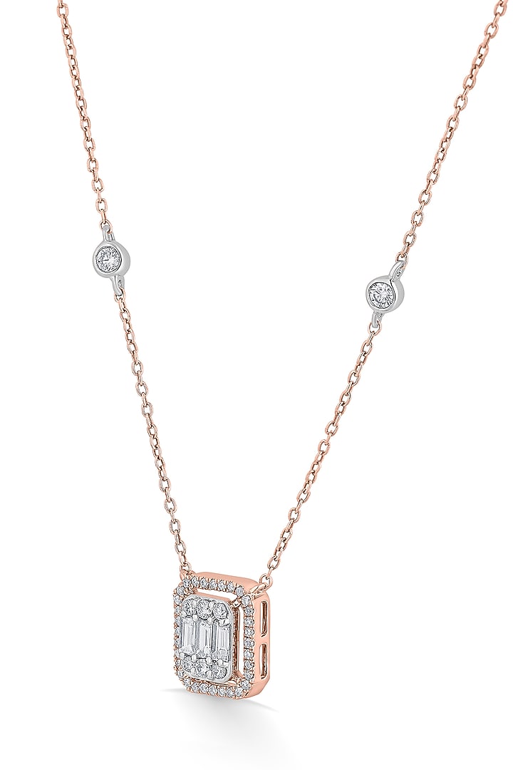 18kt Rose Gold Finish Pendant Necklace With 44 Diamonds by ZEN DIAMOND at Pernia's Pop Up Shop