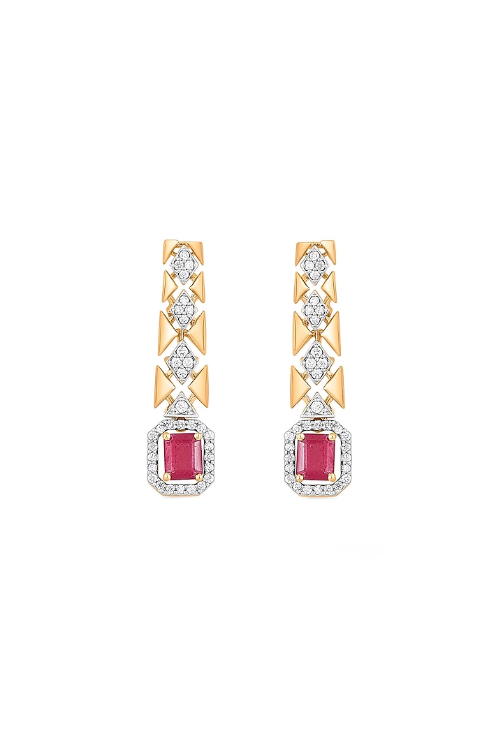 18kt Rose Gold Finish Diamond & Ruby Stone Earrings by ZEN DIAMOND at Pernia's Pop Up Shop