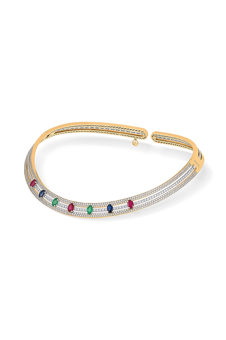 18kt Rose Gold Finish Diamond & Sapphire Stone Pendant Necklace by ZEN DIAMOND at Pernia's Pop Up Shop