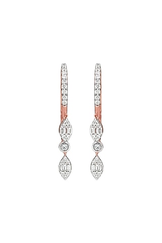 14kt Rose Gold Finish Diamond Facet Fusion Hoop Earrings by ZEN DIAMOND