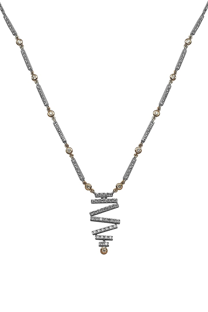 14kt White Finish Diamond Lariat Pendant Necklace by ZEN DIAMOND at Pernia's Pop Up Shop
