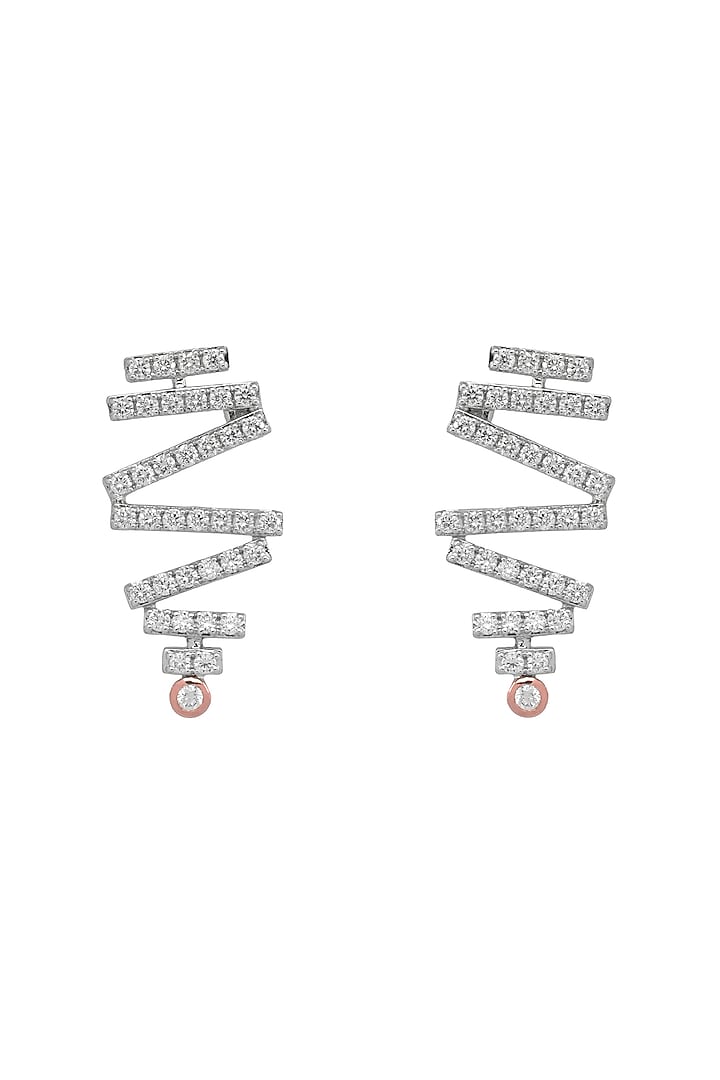 14kt Rose Gold Finish Diamond Lariat Stud Earrings by ZEN DIAMOND at Pernia's Pop Up Shop