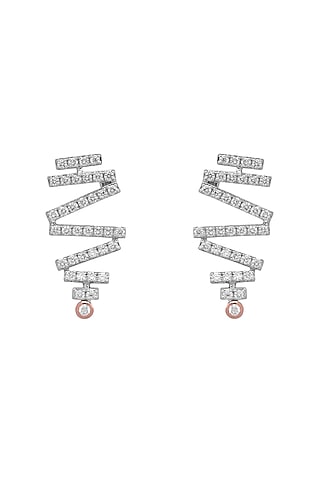 14kt Rose Gold Finish Diamond Lariat Stud Earrings by ZEN DIAMOND