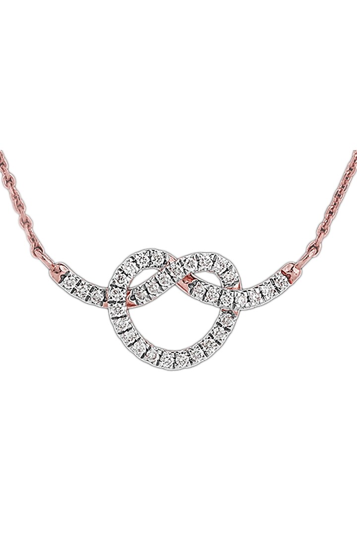 14kt Rose Gold Finish Diamond Love Knot Pendant by ZEN DIAMOND at Pernia's Pop Up Shop