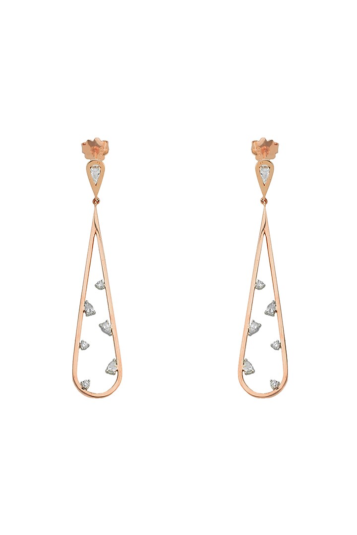 18kt Rose Gold Finish Diamond Soiree Dangler Earrings by ZEN DIAMOND at Pernia's Pop Up Shop