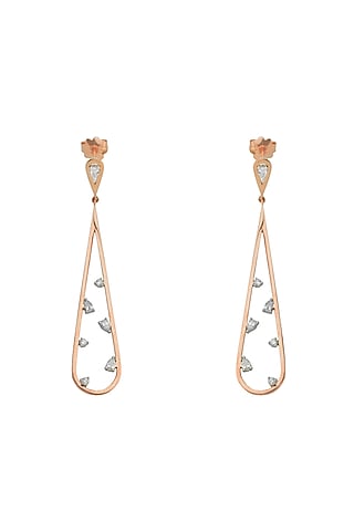18kt Rose Gold Finish Diamond Soiree Dangler Earrings by ZEN DIAMOND
