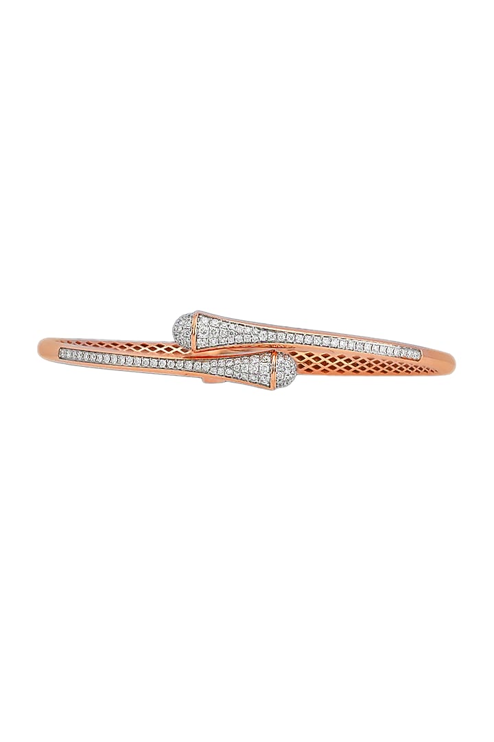 18kt Rose Gold Finish Diamond Oval Bangle by ZEN DIAMOND at Pernia's Pop Up Shop