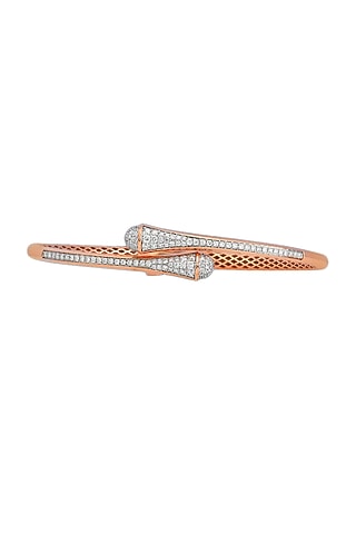 18kt Rose Gold Finish Diamond Oval Bangle by ZEN DIAMOND