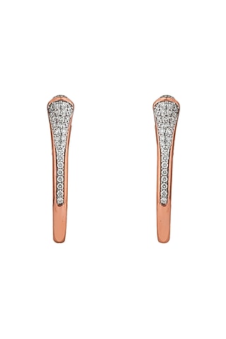 18kt Rose Gold Finish Diamond Soiree Dangler Earrings by ZEN DIAMOND