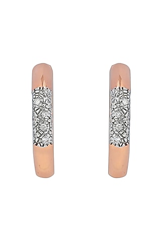 18kt Gold Finish Diamond Soiree Hoop Earrings by ZEN DIAMOND