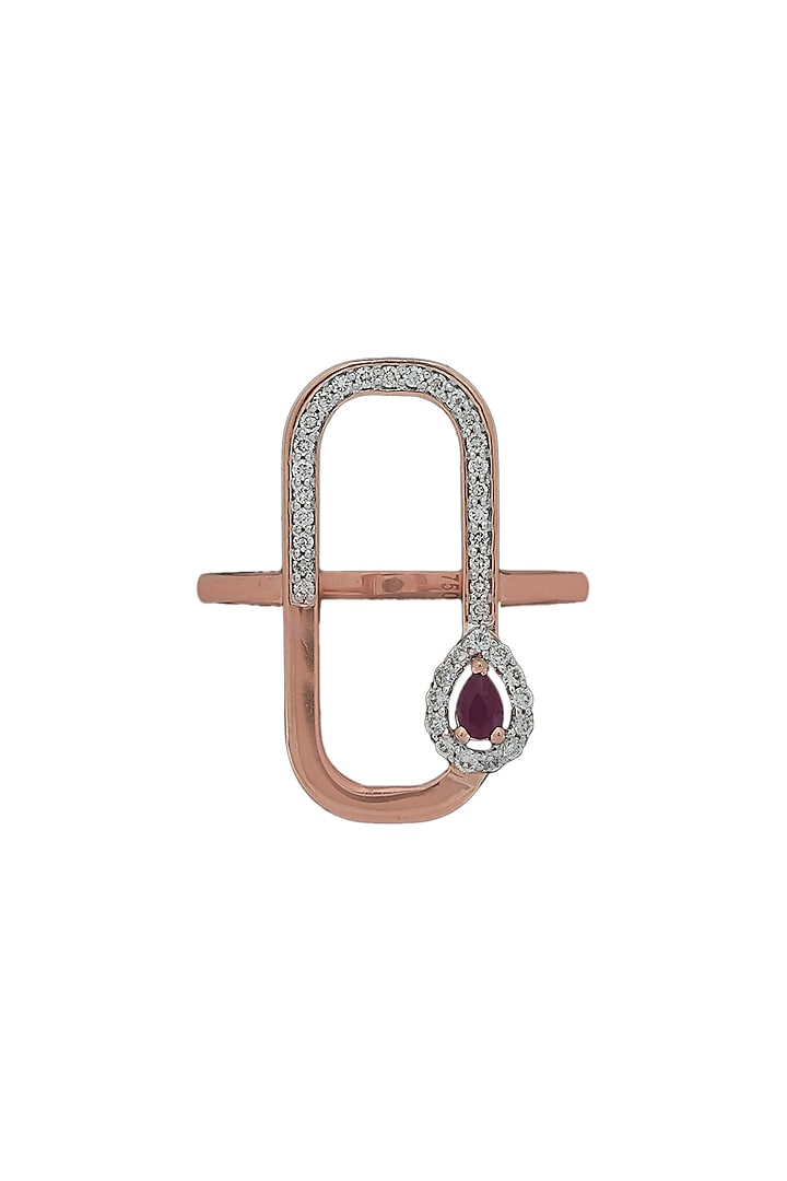 18kt Rose Gold Finish Diamond & Ruby Stone Ring by ZEN DIAMOND at Pernia's Pop Up Shop