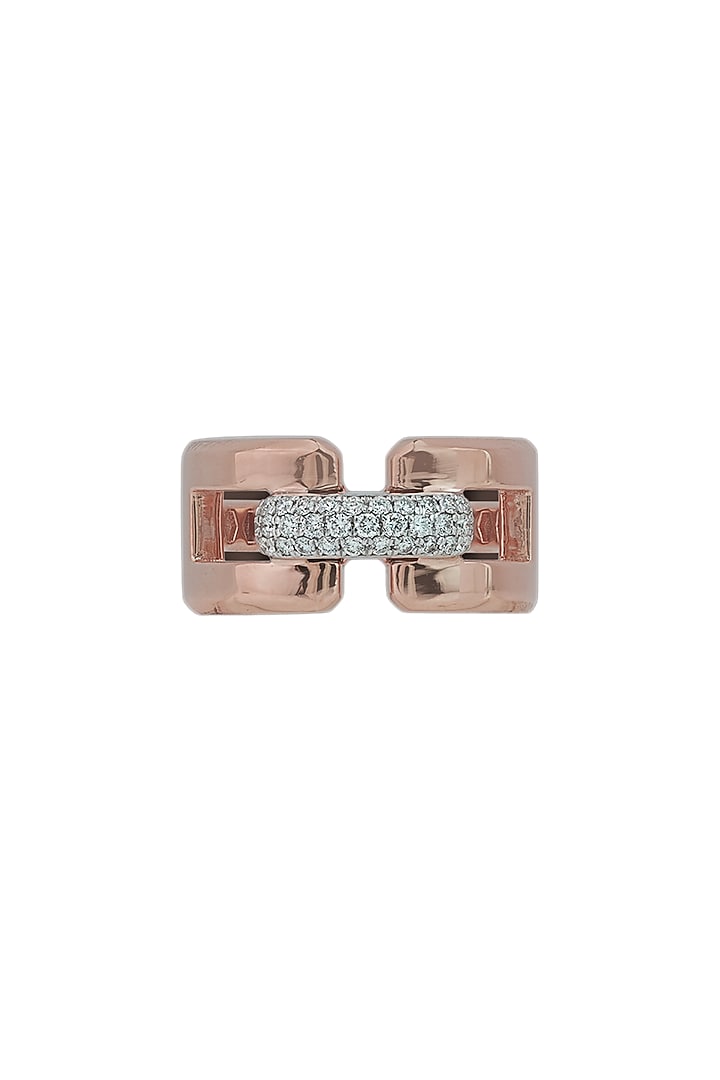 18kt Rose Gold Finish Diamond Cuban Connection Ring by ZEN DIAMOND at Pernia's Pop Up Shop