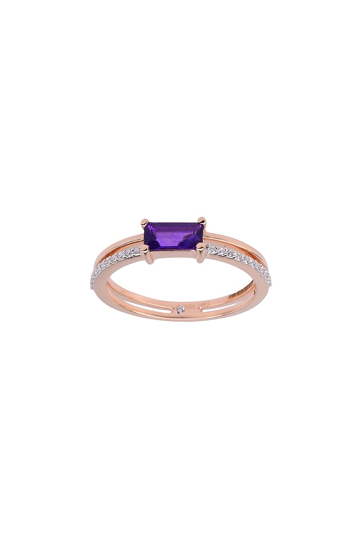 14kt Rose Gold Finish Diamond & Amethyst Ring by ZEN DIAMOND at Pernia's Pop Up Shop