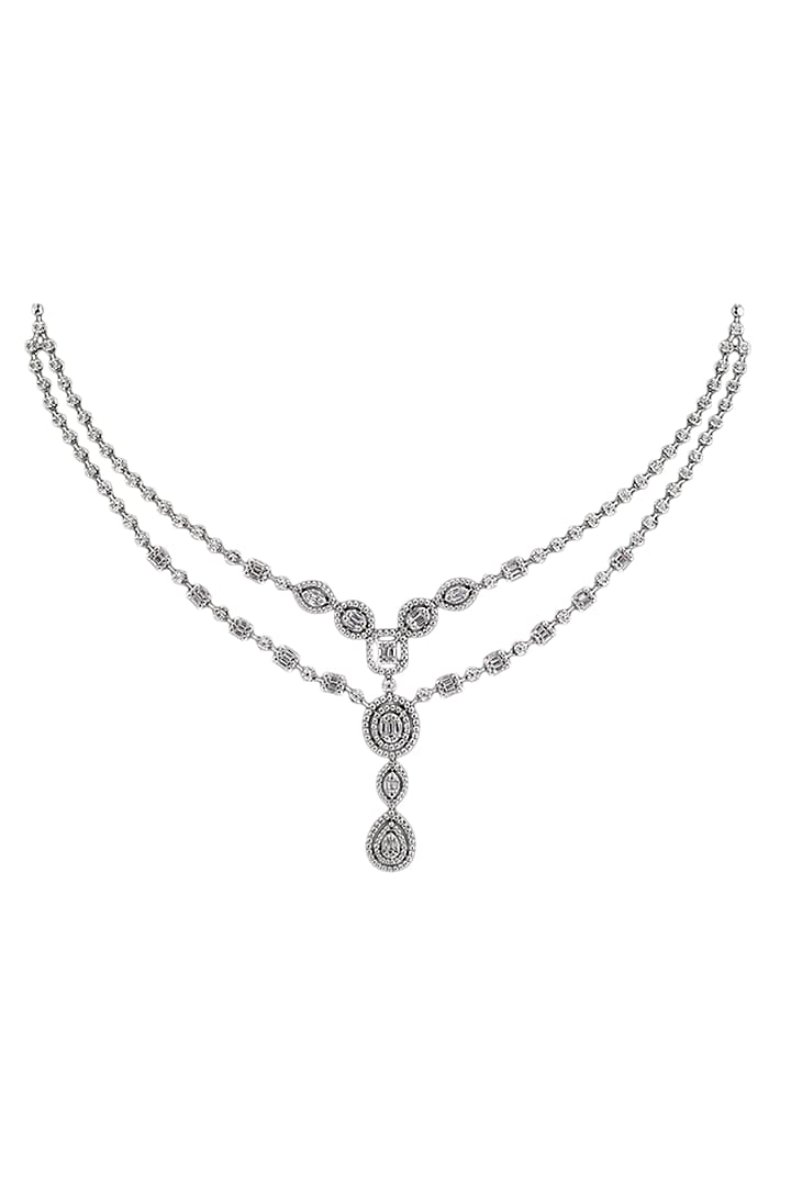 14kt White Finish Diamond Layered Necklace by ZEN DIAMOND at Pernia's Pop Up Shop
