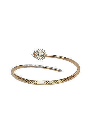 18kt Rose Gold Finish Diamond Enchante Oval Bangle by ZEN DIAMOND