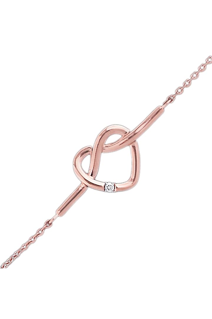 14kt Rose Gold Finish Diamond Love Knot Bracelet by ZEN DIAMOND at Pernia's Pop Up Shop