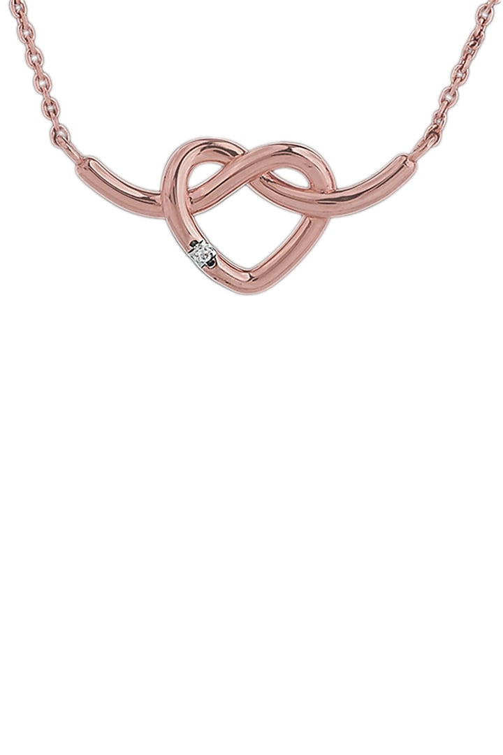 14kt Rose Gold Finish Diamond Love Knot Pendant Necklace by ZEN DIAMOND at Pernia's Pop Up Shop