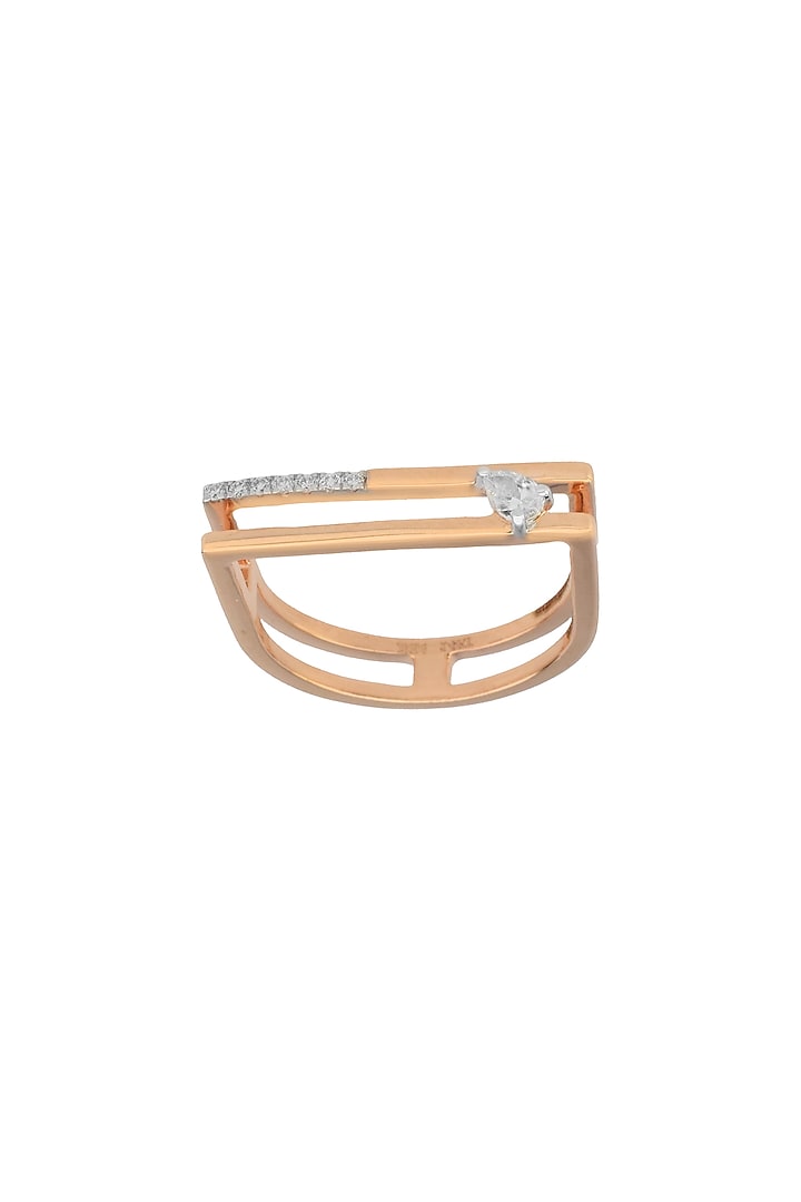 14kt Rose Gold Finish Diamond Seven-Up Ring by ZEN DIAMOND at Pernia's Pop Up Shop