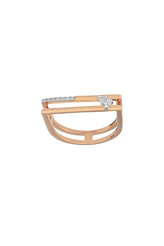 14kt Rose Gold Finish Diamond Seven-Up Ring by ZEN DIAMOND