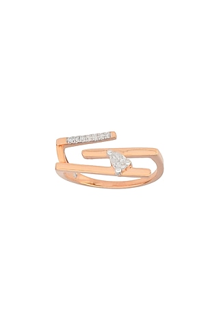 14kt Rose Gold Finish Diamond Seven-Up Ring by ZEN DIAMOND