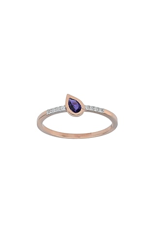 14kt Rose Gold Finish Diamond & Amethyst Ring by ZEN DIAMOND