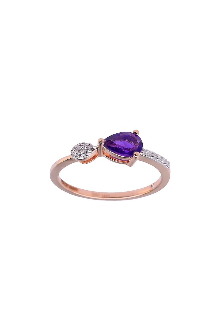 14kt Rose Gold Finish Diamond & Amethyst Ring by ZEN DIAMOND at Pernia's Pop Up Shop