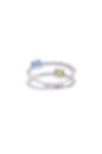 14kt White Finish Blue Topaz & Green Peridot Ring by ZEN DIAMOND at Pernia's Pop Up Shop