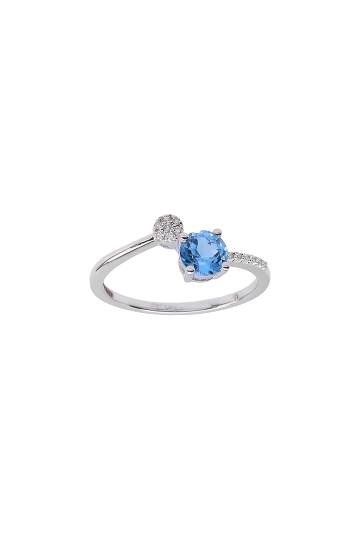 14kt White Finish Diamond & Blue Topaz Ring by ZEN DIAMOND at Pernia's Pop Up Shop