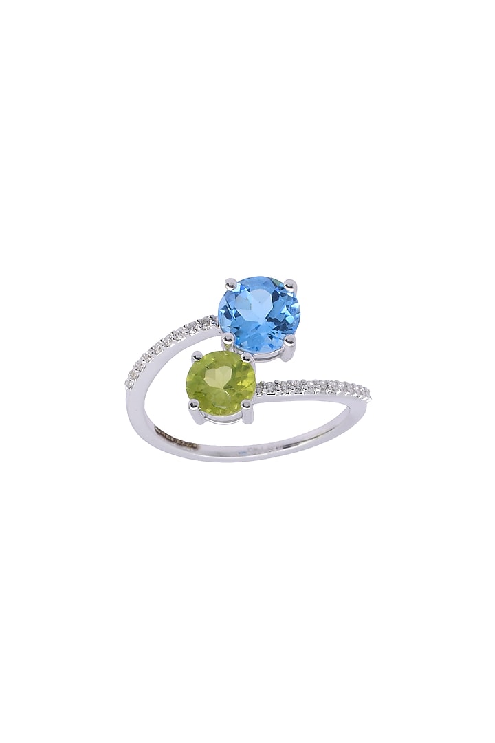 14kt White Finish Green Peridot & Blue Topaz Ring by ZEN DIAMOND at Pernia's Pop Up Shop