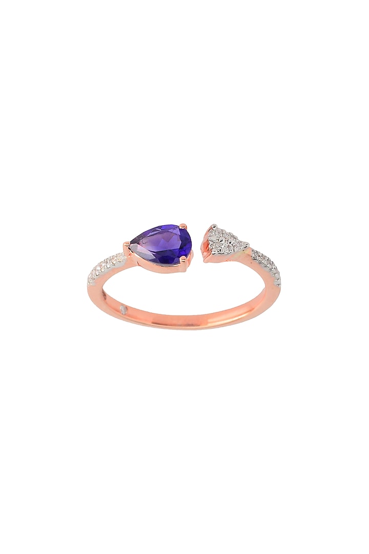 14kt Rose Gold Finish Diamond & Amethyst Ring by ZEN DIAMOND at Pernia's Pop Up Shop