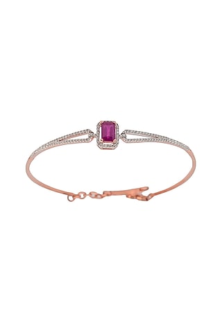 14kt Rose Gold Finish Ruby Oval Bangle by ZEN DIAMOND