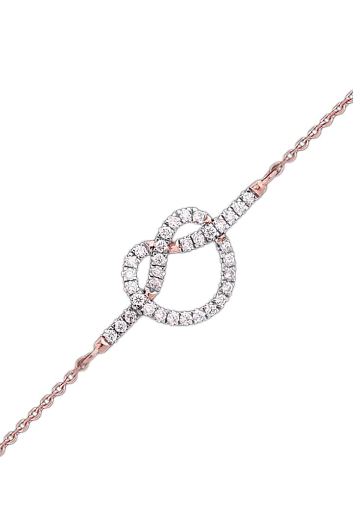 14kt Rose Gold Finish Diamond Love Knot Bracelet by ZEN DIAMOND at Pernia's Pop Up Shop