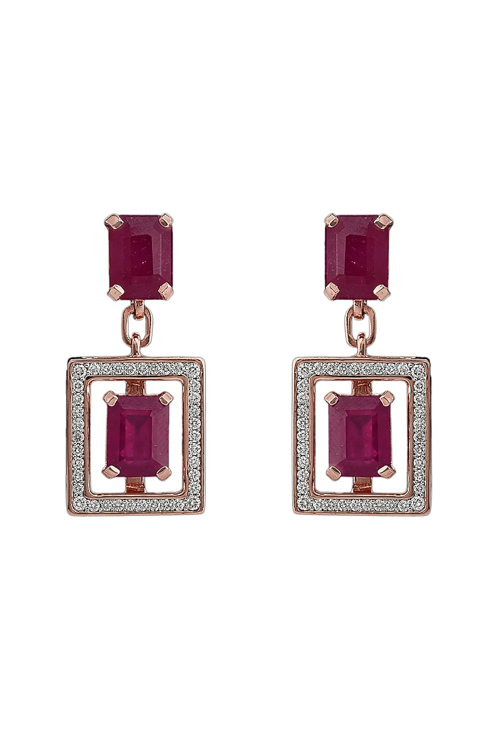 18kt Rose Gold Finish Ruby Toren Dangler Earrings by ZEN DIAMOND at Pernia's Pop Up Shop