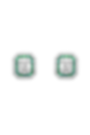 18kt White Finish Green Emerald Stud Earrings by ZEN DIAMOND at Pernia's Pop Up Shop