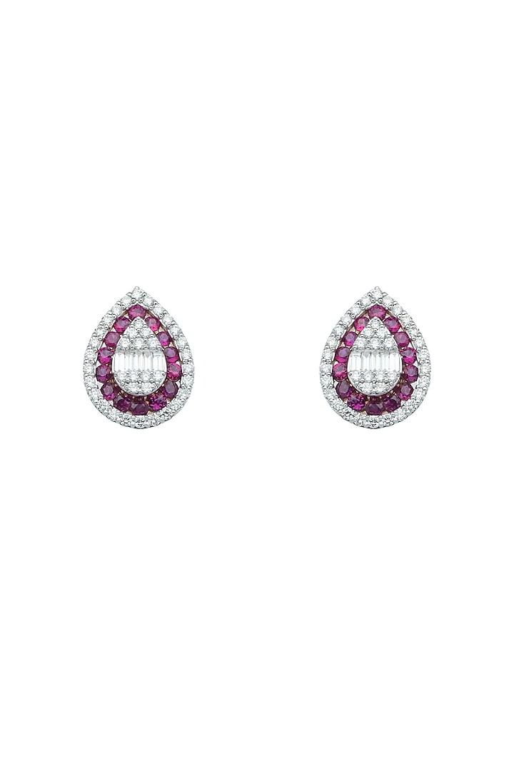 18kt White Finish Ruby Stud Earrings by ZEN DIAMOND at Pernia's Pop Up Shop