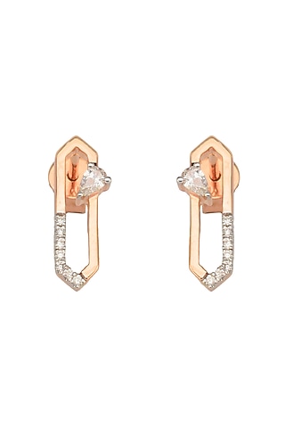 14kt Rose Gold Finish Diamond Stud Earrings by ZEN DIAMOND