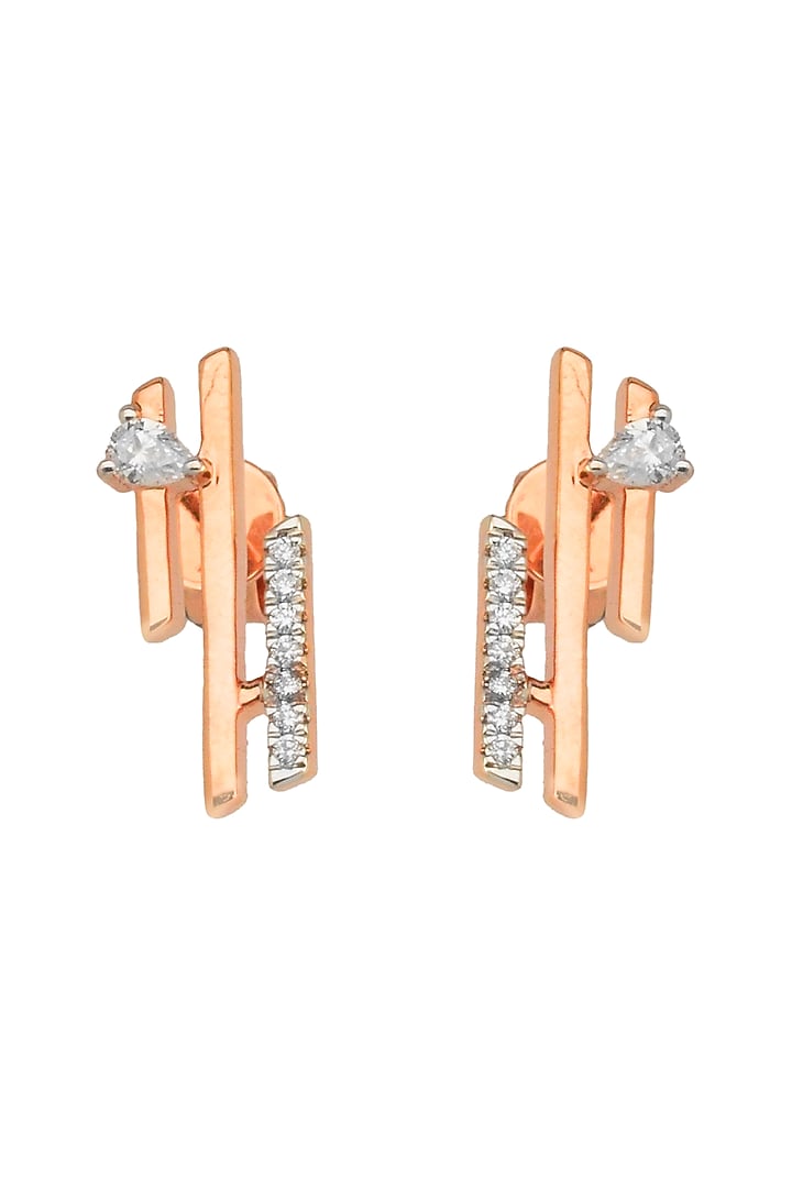 14kt Rose Gold Finish Diamond Seven-Up Earrings by ZEN DIAMOND at Pernia's Pop Up Shop