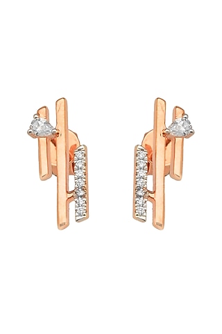 14kt Rose Gold Finish Diamond Seven-Up Earrings by ZEN DIAMOND