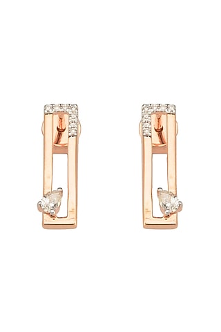 14kt Rose Gold Finish Diamond Stud Earrings by ZEN DIAMOND