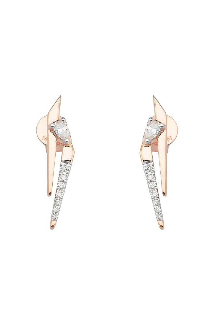 14kt Rose Gold Finish Diamond Seven-Up Earrings by ZEN DIAMOND at Pernia's Pop Up Shop