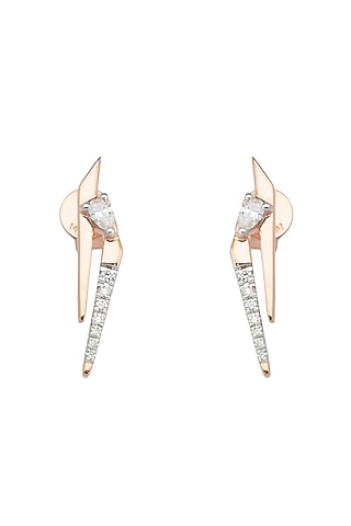 14kt Rose Gold Finish Diamond Seven-Up Earrings by ZEN DIAMOND