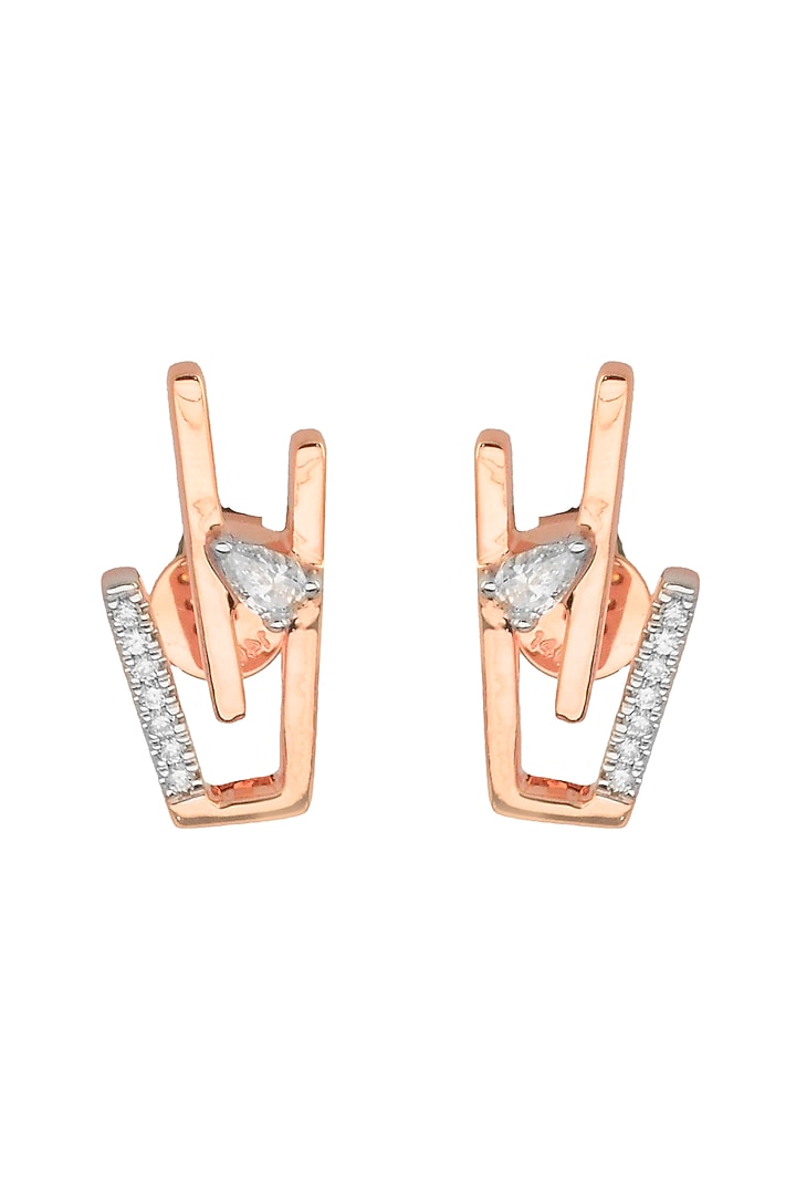 14kt Rose Gold Finish Diamond Seven-Up Earrings by ZEN DIAMOND at Pernia's Pop Up Shop