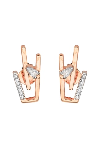 14kt Rose Gold Finish Diamond Seven-Up Earrings by ZEN DIAMOND