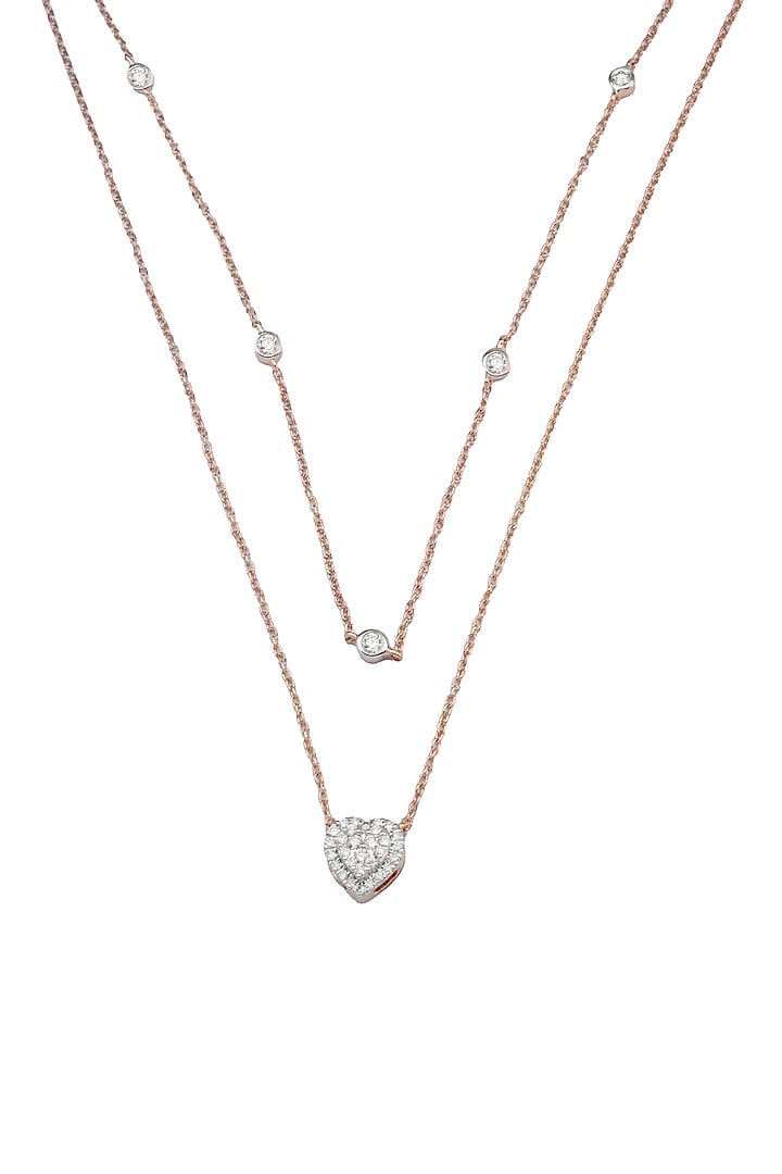 14kt Rose Gold Finish Diamond Layered Necklace by ZEN DIAMOND at Pernia's Pop Up Shop
