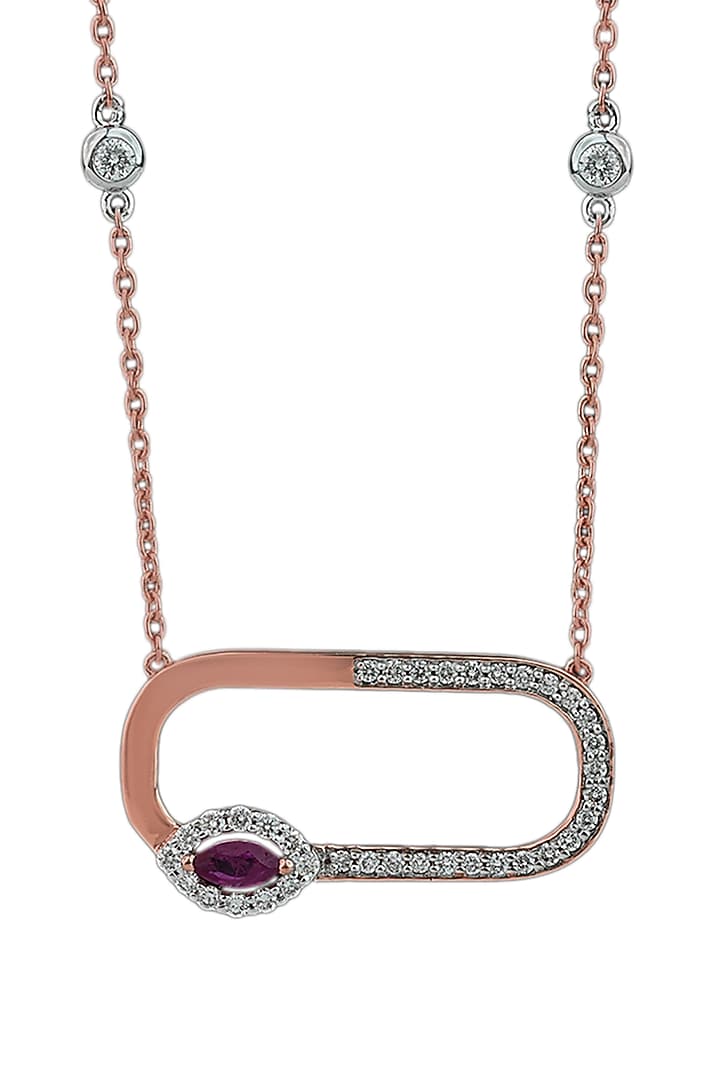 18kt White Finish Diamond & Ruby Stone Pendant Necklace by ZEN DIAMOND at Pernia's Pop Up Shop