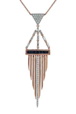 18kt Rose Gold Finish Blue Sapphire Pendant by ZEN DIAMOND