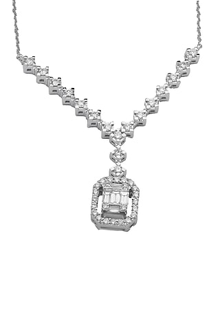14kt White Finish Diamond Pendant by ZEN DIAMOND