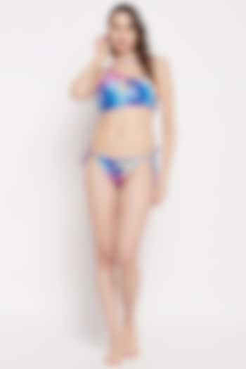 Turquoise Moss Printed Bikini Set by Zerokaata